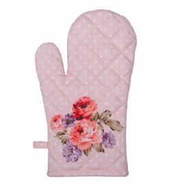 Růžová bavlněná chňapka - rukavice s růžemi Dotty Rose  - 18*30 cm Clayre & Eef