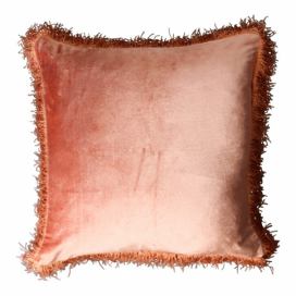 Růžový sametový polštář Rosa s třásněmi - 45*45*10cm Mars & More LaHome - vintage dekorace
