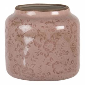 Růžový keramický květináč s popraskáním Alessia VM - Ø 14*13 cm Clayre & Eef
