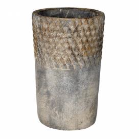 Šedý antik cementový vysoký květináč L - Ø 14*23 cm Clayre & Eef