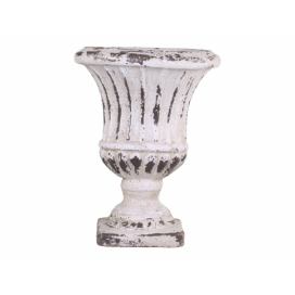 Krémový antik obal na květináč/ váza s patinou L - Ø 32*42cm Chic Antique