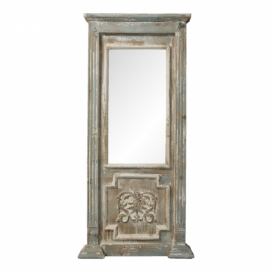 Zrcadlo v dřevěném retro hnědém rámu s bílou patinou - 55*7*118 cm Clayre & Eef