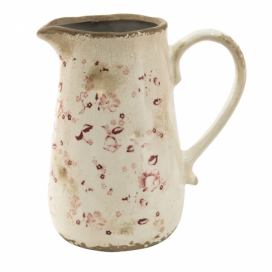 Béžový keramický džbán s jemnými kvítky Flerrié - 16*11*18 cm Clayre & Eef