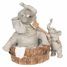 Dekorativní soška slonů při koupání - 13*9*13 cm Clayre & Eef