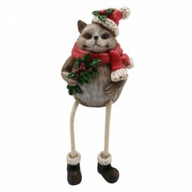 Vánoční dekorativní soška ježka v čepici - 9*7*12 cm Clayre & Eef