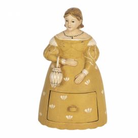 Dekorativní soška ženy v šatech se šuplíčkem - 13*11*20 cm Clayre & Eef