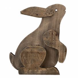 Hnědá dřevěná dekorativní soška sedícího králíka - 20*12*26 cm Clayre & Eef LaHome - vintage dekorace