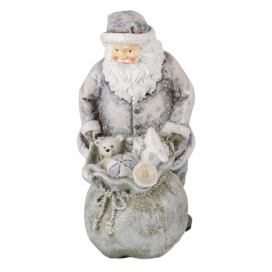 Vánoční dekorativní soška Santy s pytlem s dárečky - 10*7*13 cm Clayre & Eef