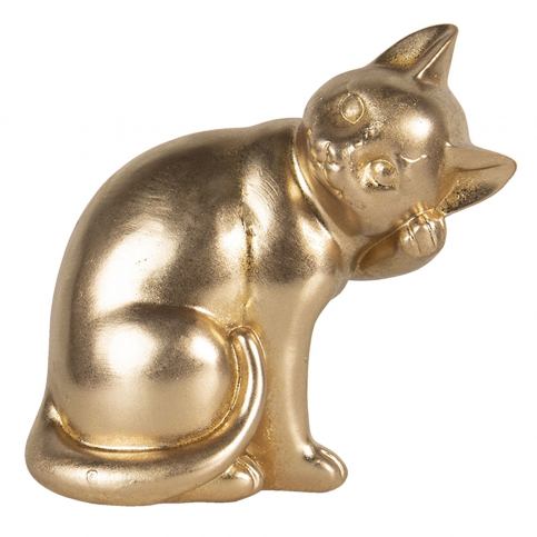 Zlatá dekorativní soška kočka - 21*13*20 cm Clayre & Eef LaHome - vintage dekorace