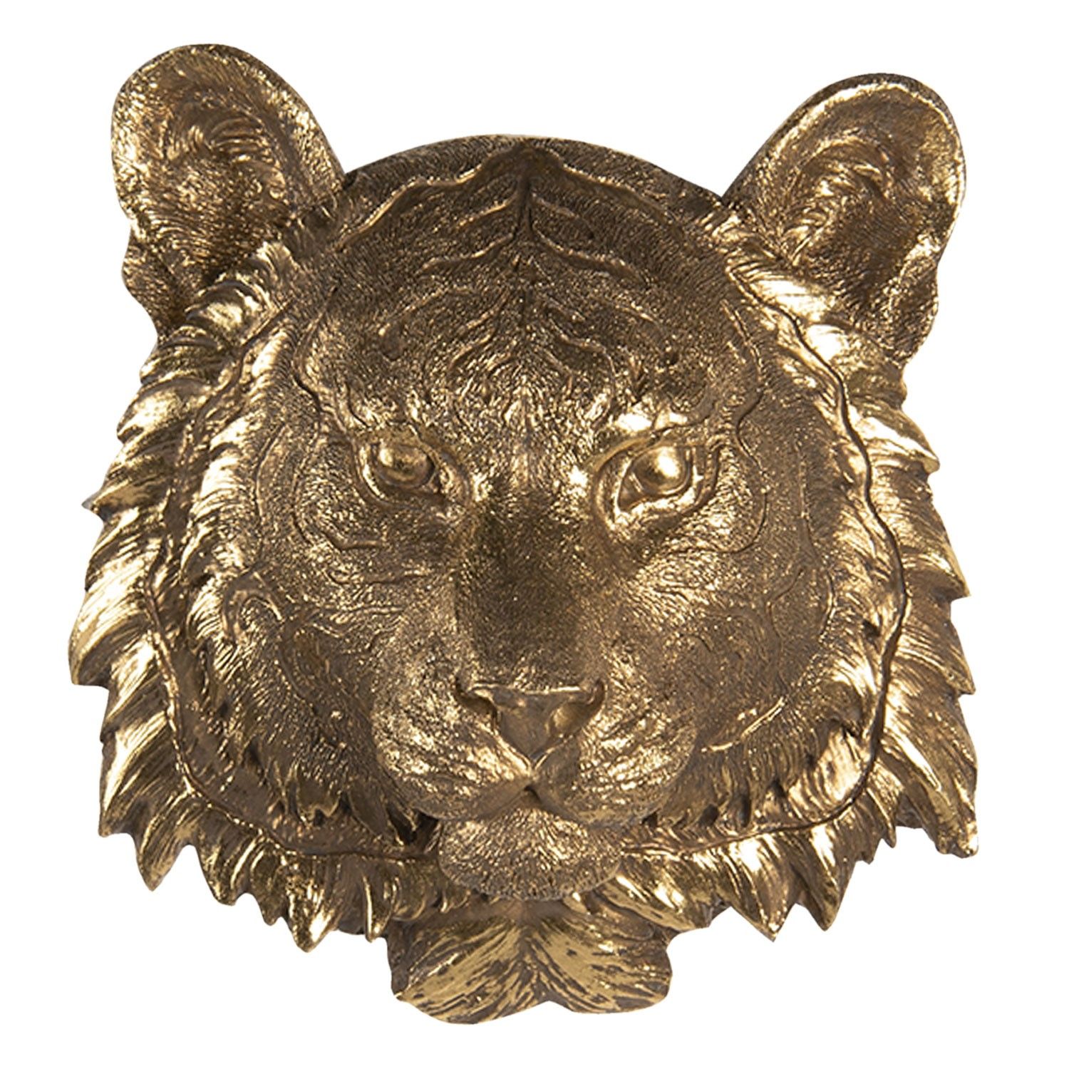 Zlatá nástěnná dekorace hlavy tygra - 17*8*19 cm Clayre & Eef - LaHome - vintage dekorace