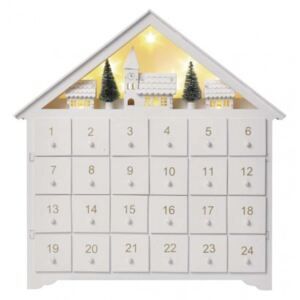 Dřevěný LED adventní kalendář Emos DCWW02, teplá bílá, 35x33 cm - Favi.cz