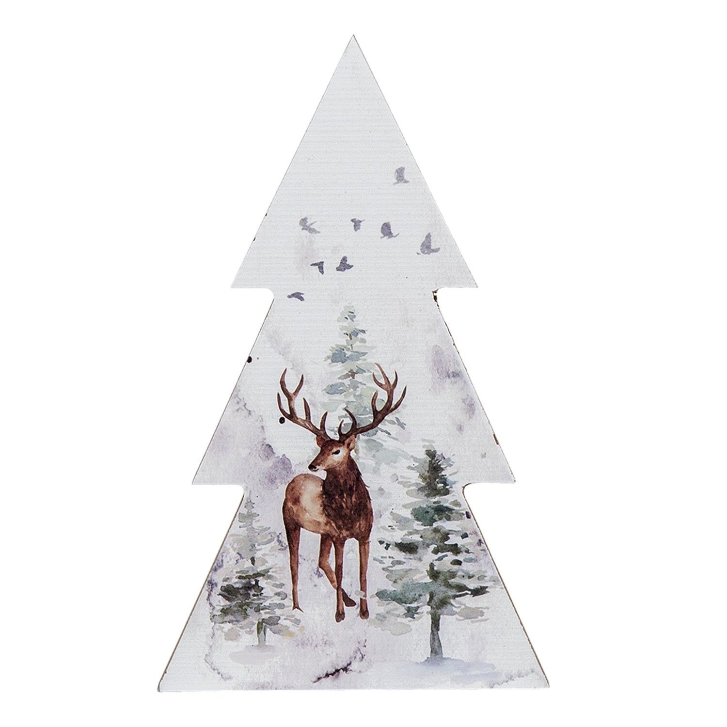 Vánoční dekorativní stromek s jelenem - 10*2*17 cm Clayre & Eef - LaHome - vintage dekorace