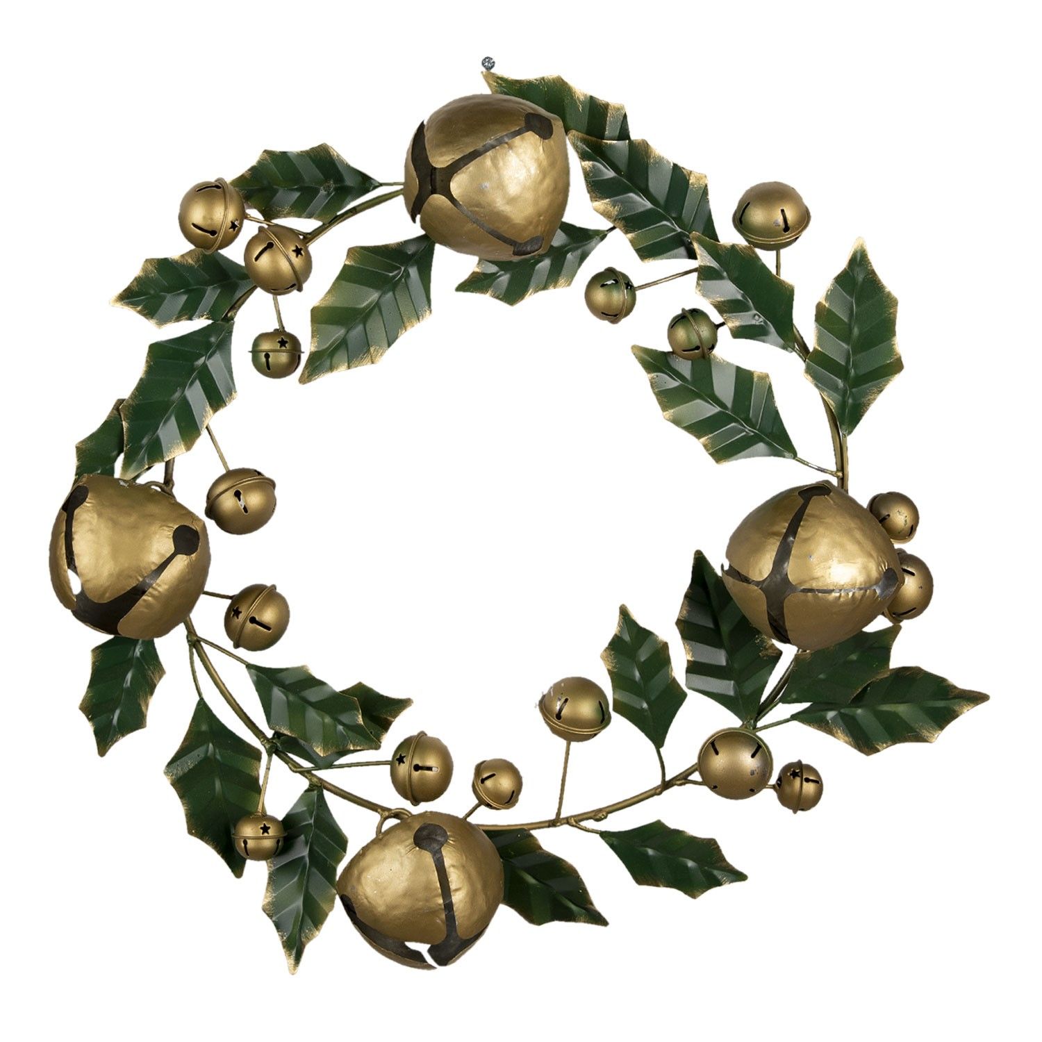 Vánoční kovový dekorativní věnec s rolničkami - Ø 48*9 cm Clayre & Eef - LaHome - vintage dekorace