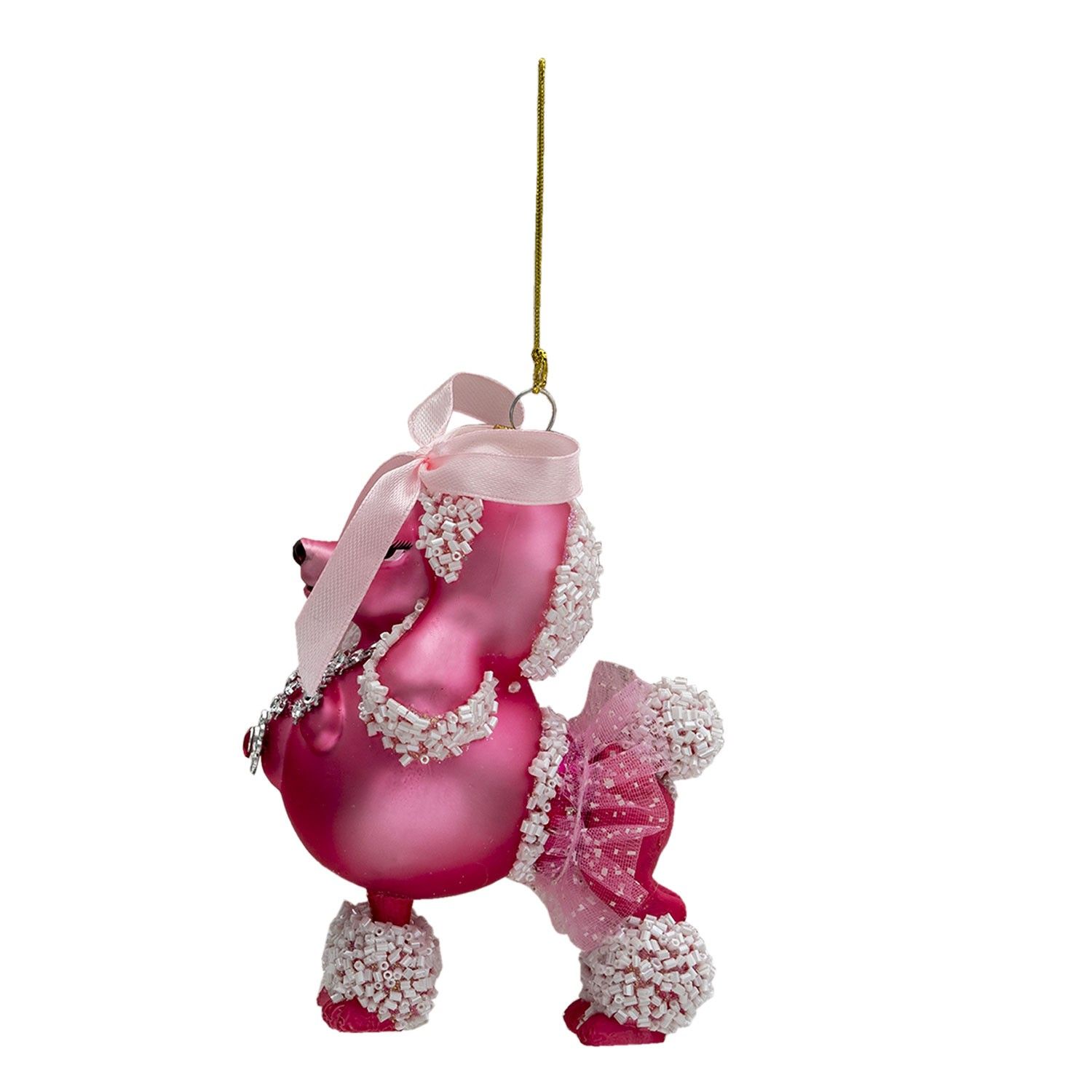 Růžová vánoční ozdoba ve tvaru psa - Ø 10*7*14 cm Clayre & Eef - LaHome - vintage dekorace