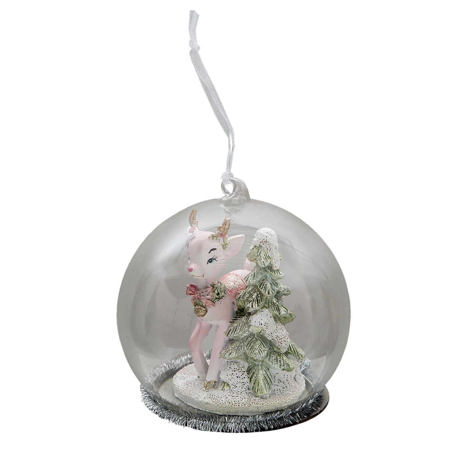 Vánoční ozdoba koloušek se stromečkem - Ø 10*10 cm Clayre & Eef - LaHome - vintage dekorace