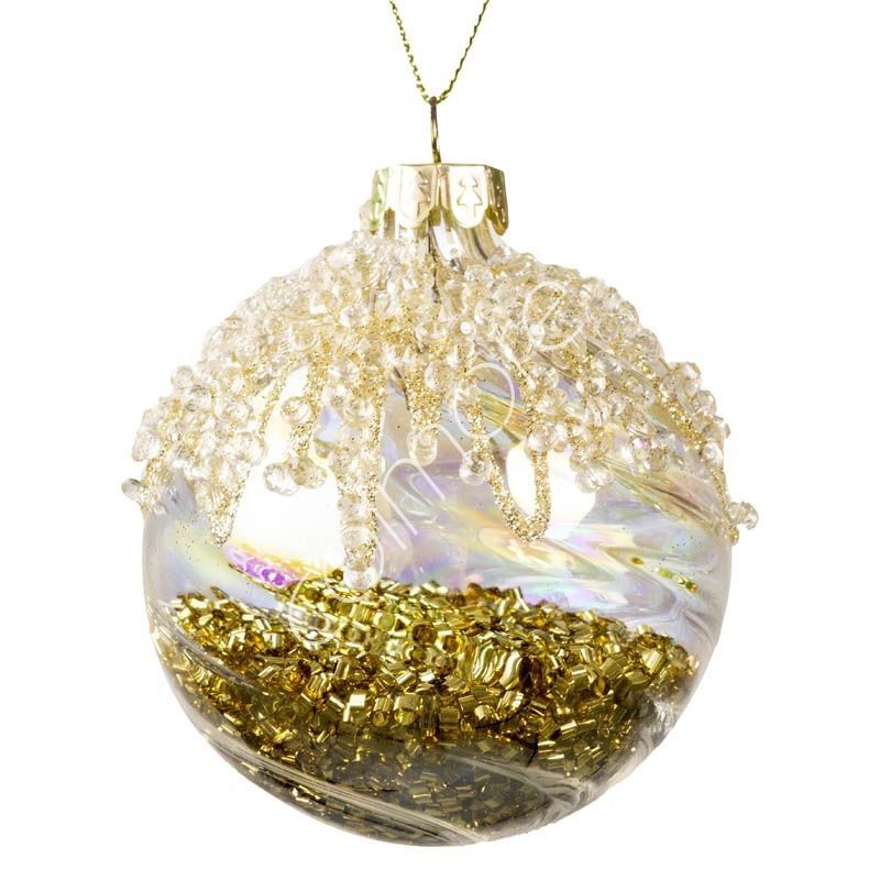 Set 6ks duhová vánoční ozdoba se zlatými glitry - Ø 8 cm Colmore by Diga - LaHome - vintage dekorace