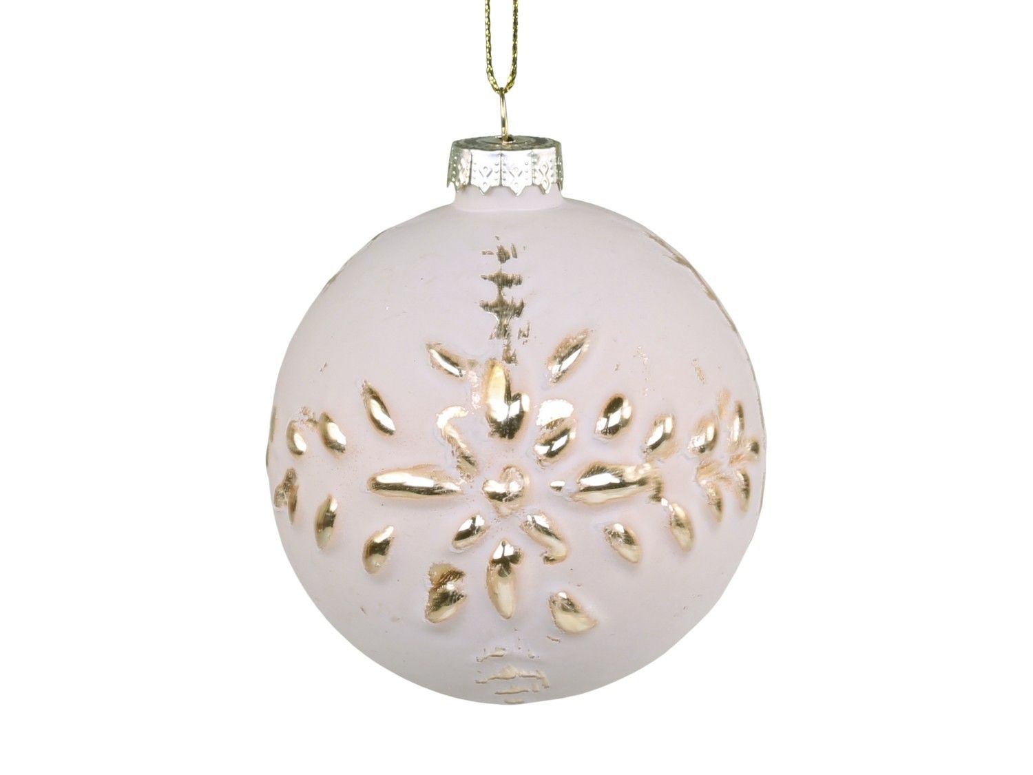 Pudrovo - zlatá skleněná vánoční koule I - Ø  8cm Chic Antique - LaHome - vintage dekorace
