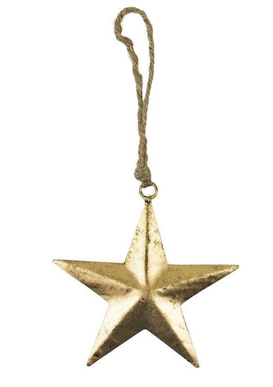 Dekorace zlatá kovová hvězda na provázku - 12*0,3*12cm Mars & More - LaHome - vintage dekorace