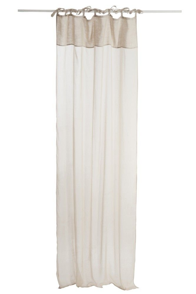 Béžový bavlněný voál / záclona na zavazování - 140*290cm J-Line by Jolipa - LaHome - vintage dekorace