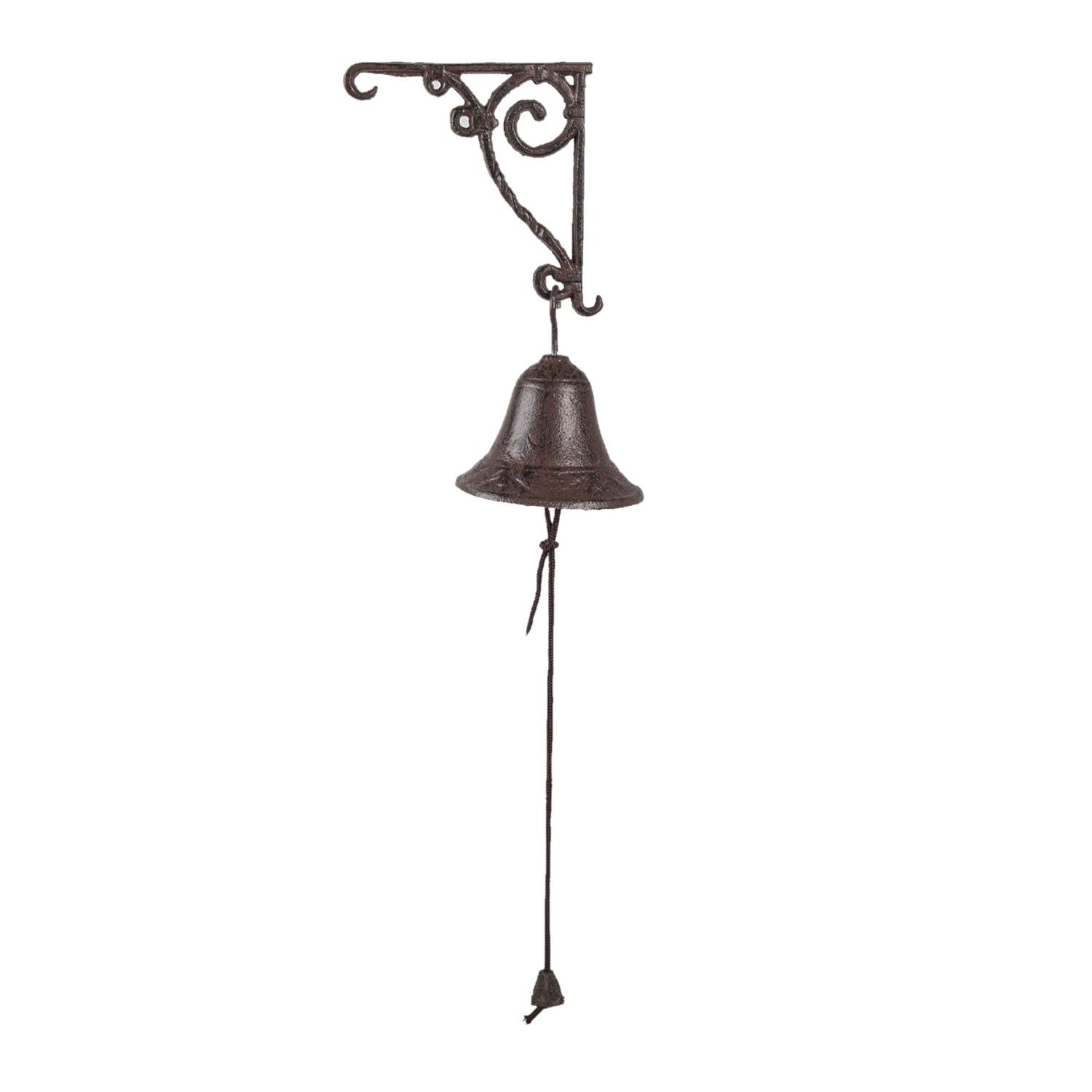 Hnědo černý litinový nástěnný závěsný zvonek - 14*11*18 cm Clayre & Eef - LaHome - vintage dekorace
