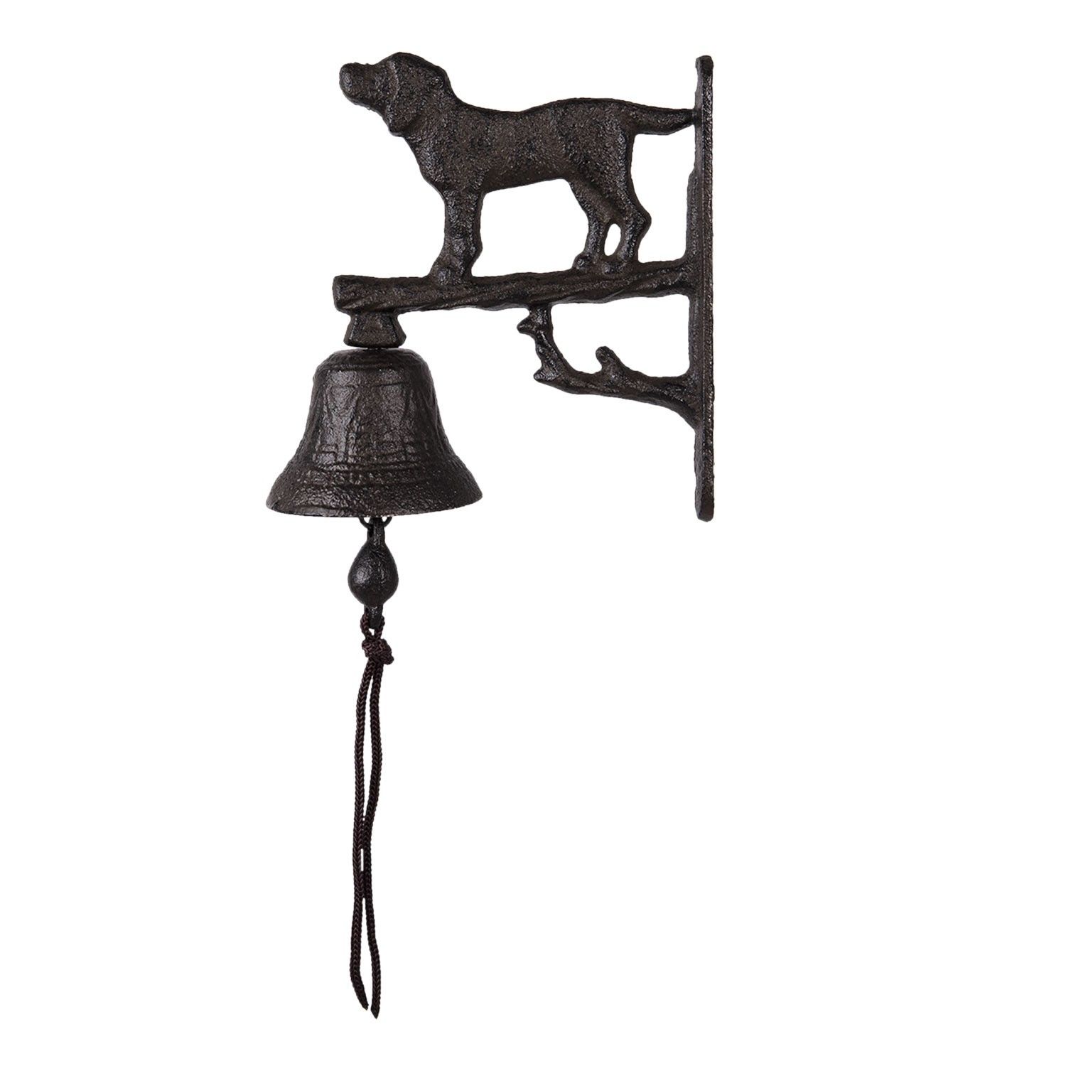 Černo hnědý litinový nástěnný zvonek s pejskem - 8*15*20 cm Clayre & Eef - LaHome - vintage dekorace
