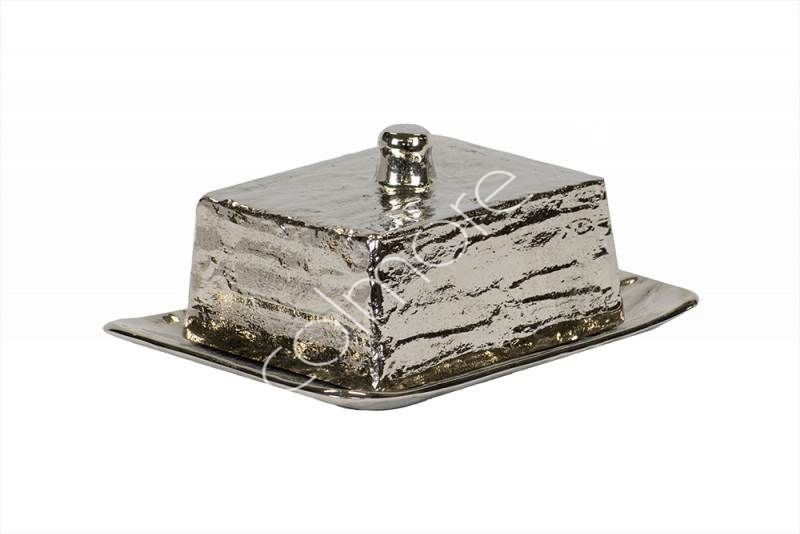 Stříbrná kovová máslenka Crushed - 20*13*9 cm Colmore by Diga - LaHome - vintage dekorace