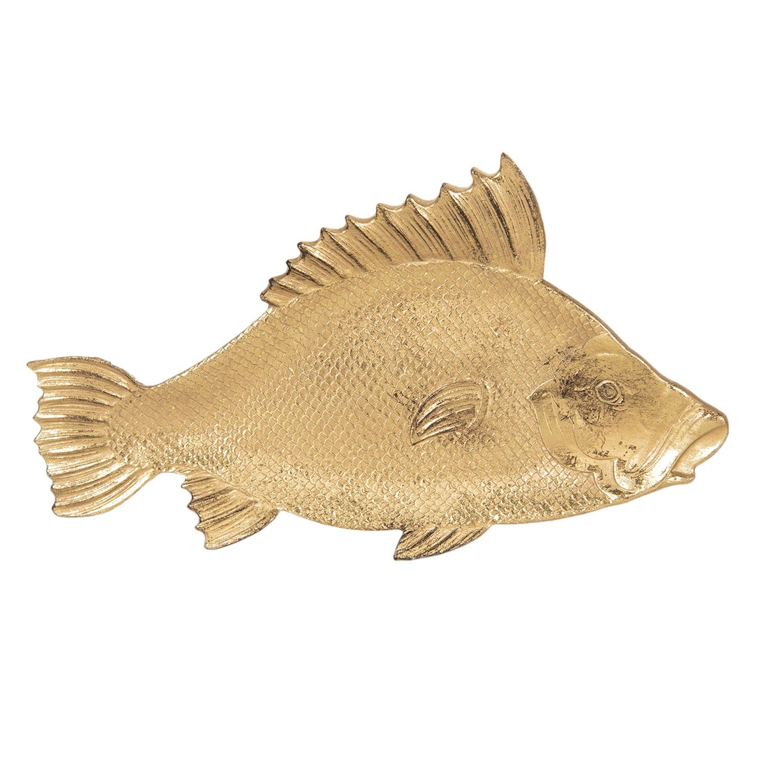 Zlatá dekorativní miska s patinou ve tvaru rybky - 10*2*32 cm Clayre & Eef - LaHome - vintage dekorace