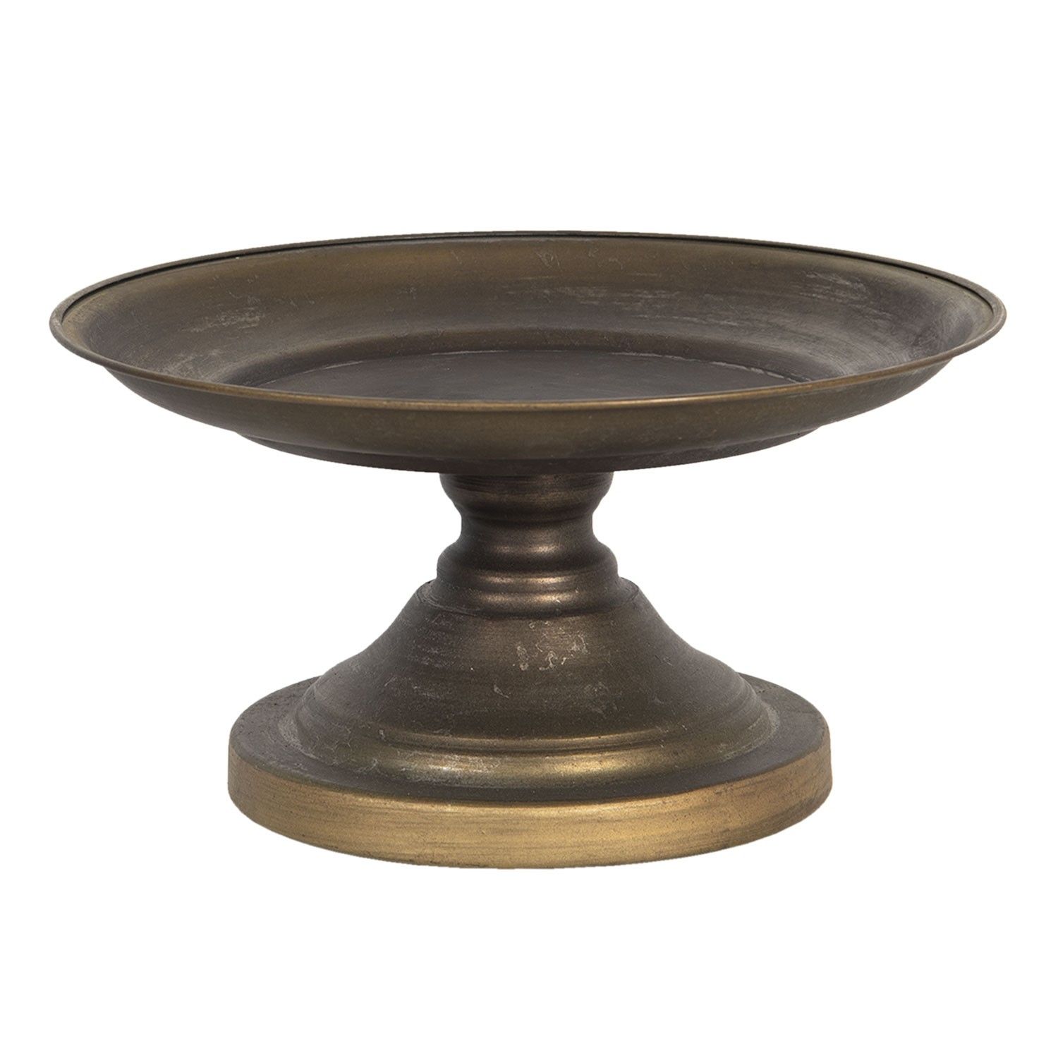 Hnědý dekorativní talíř se zlatou patinou - Ø 25*13 cm Clayre & Eef - LaHome - vintage dekorace