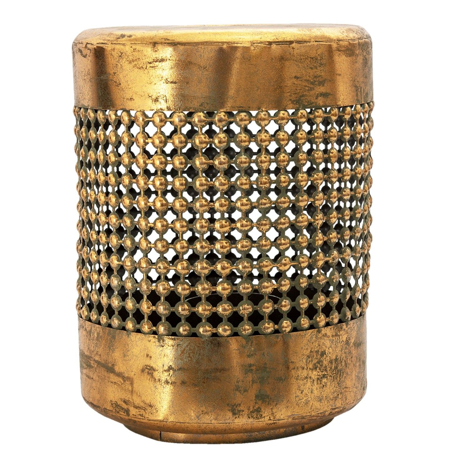 Kovová lucerna se zlatou patinou Aubree - Ø 29*38 cm Clayre & Eef - LaHome - vintage dekorace