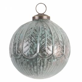 Modrá vánoční koule s patinou a odřeninami - Ø 10 cm Clayre & Eef