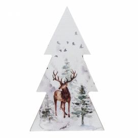 Vánoční dekorativní stromek s jelenem - 10*2*17 cm Clayre & Eef