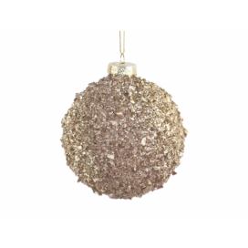 Zlatá skleněná vánoční koule s dílky - Ø  8cm Chic Antique