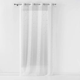 Douceur d\'intérieur Dětská záclona s očky se vzorem s hvězdami FLUO NIGHT, 140 x 240 cm, bílá