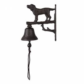 Černo hnědý litinový nástěnný zvonek s pejskem - 8*15*20 cm Clayre & Eef