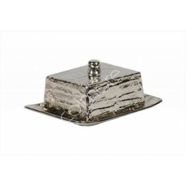 Stříbrná kovová máslenka Crushed - 20*13*9 cm Colmore by Diga