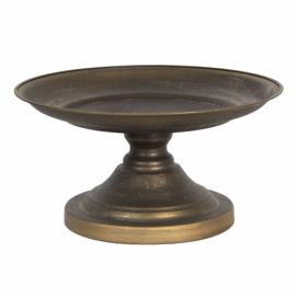 Hnědý dekorativní talíř se zlatou patinou - Ø 25*13 cm Clayre & Eef