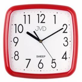 Červené dětské hranaté nástěnné netikající tiché hodiny JVD sweep HP615.14