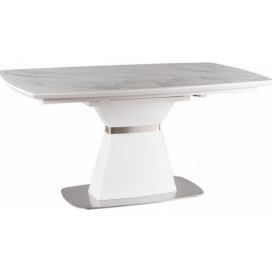 Jídelní stůl rozkládací SATURN II 160 ceramic bílý mramor/bílý mat Mdum