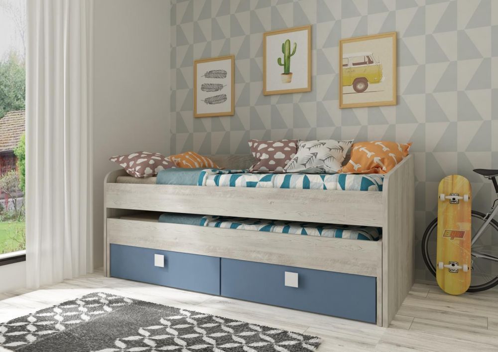 Aldo Dětská postel s přistýlkou a šuplíky Bo12 - smoky blue - Nábytek ALDO