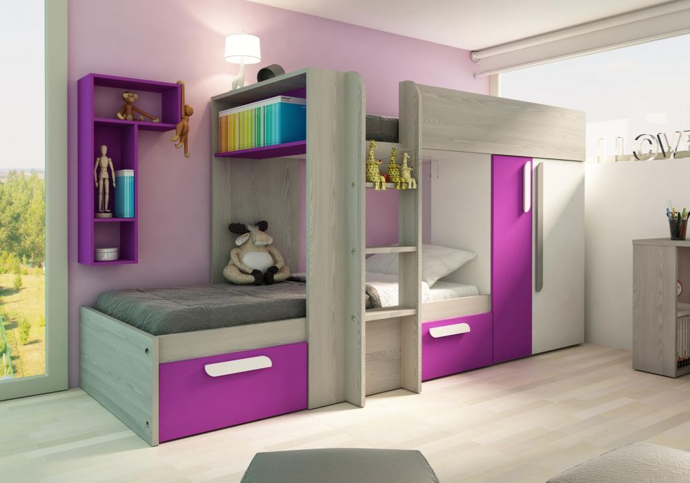 Aldo Poschoďová postel pro holky B s růžovými prvky - Nábytek ALDO