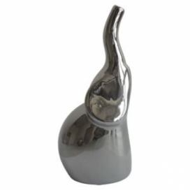 Dekorační slon Stardeco keramika stříbrný 24,5x11,5cm