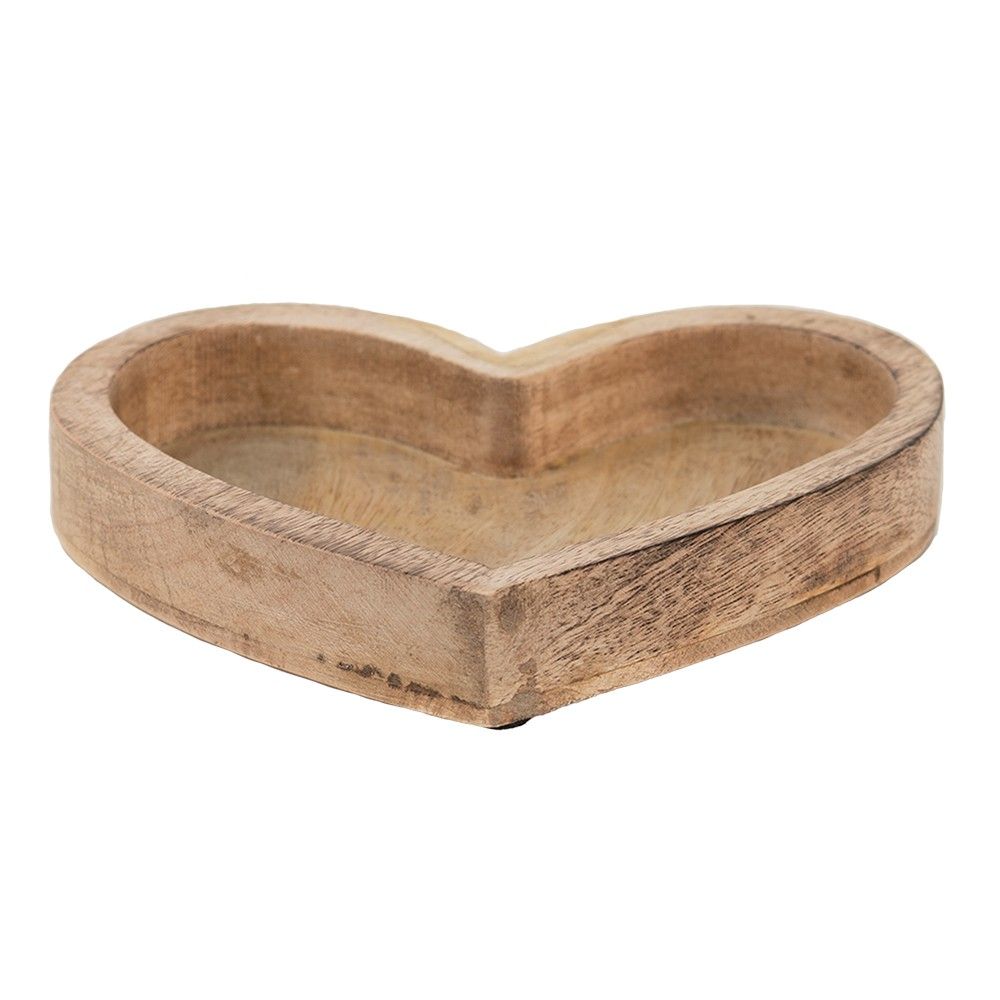 Dřevěná dekorační mísa/talíř ve tvaru srdce - 18*10*4 cm Clayre & Eef - LaHome - vintage dekorace