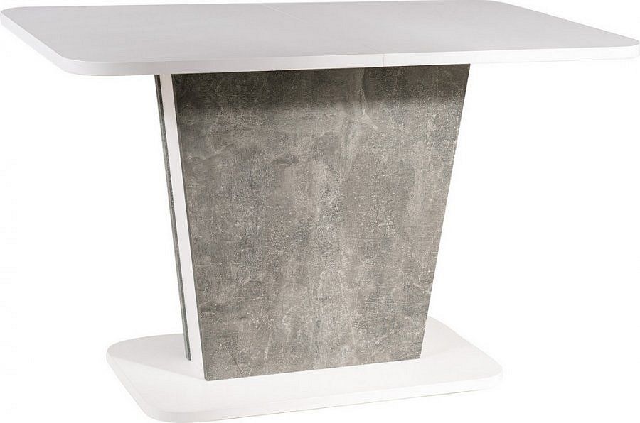 Jídelní stůl CALIPSO rozkládací 110x68 šedá beton/bílá mat Mdum - M DUM.cz