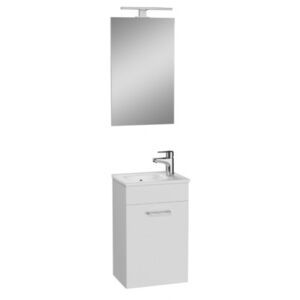 Koupelnová sestava s umyvadlem zrcadlem a osvětlením Vitra Mia 39x61x28 cm bílá lesk MIASET40B - Favi.cz