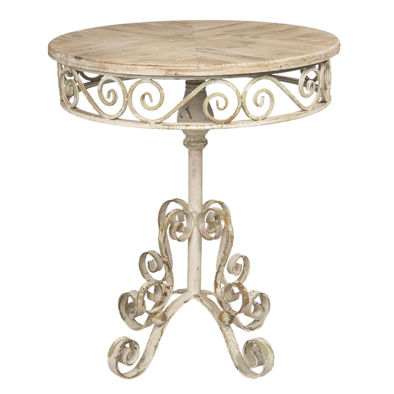 Vintage kovový stůl s dřevěnou deskou - Ø 64*73 cm Clayre & Eef - LaHome - vintage dekorace