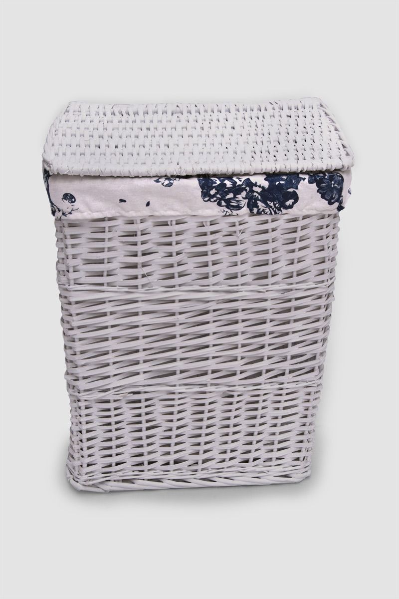 Vingo Bílý hranatý proutěný koš na prádlo s víkem Rozměry (cm): 47x36, v. 59 - Vingo