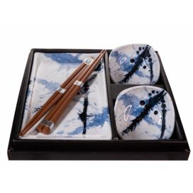 MADE IN JAPAN Sushi Set Blue & White Splash 22x13cm