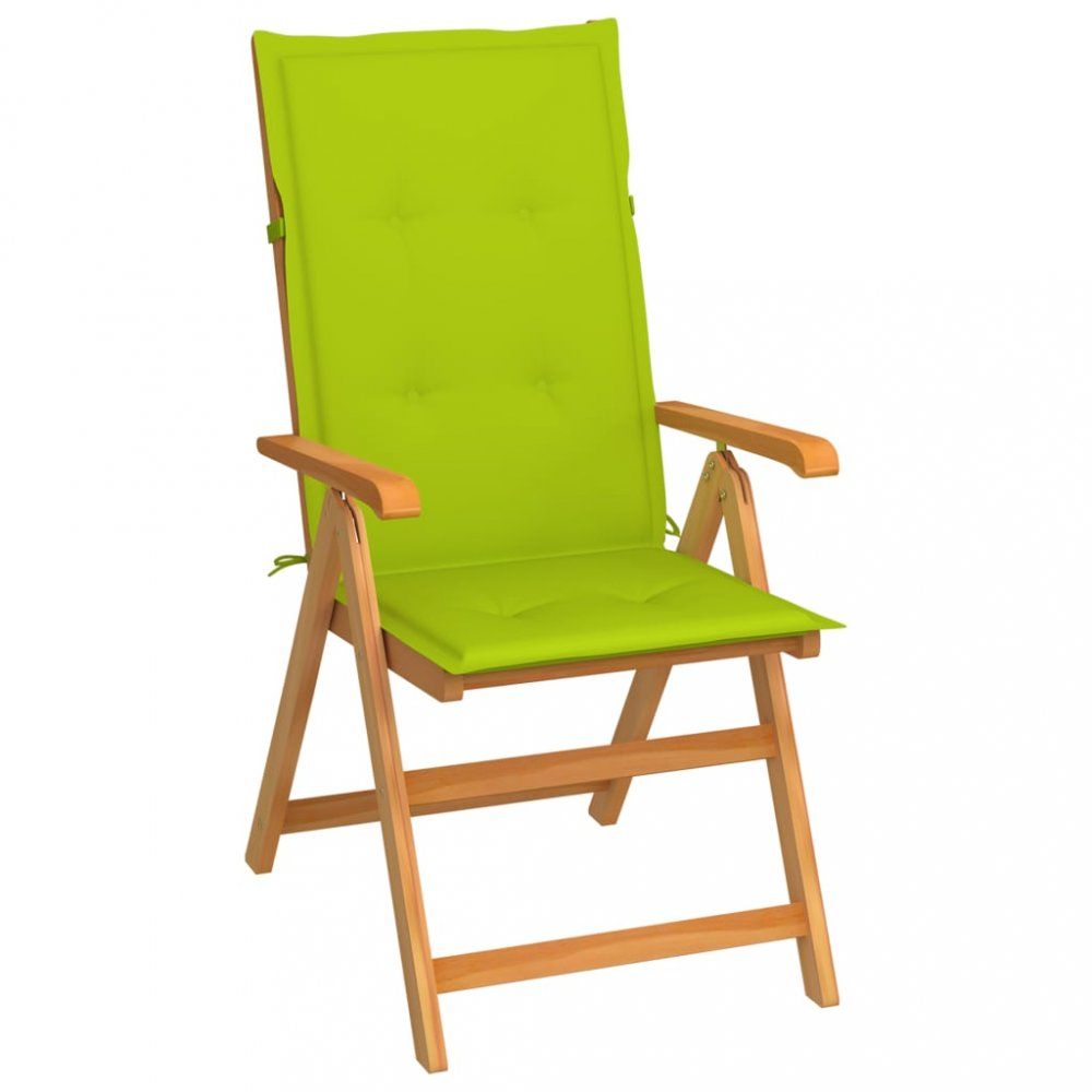 Skládací zahradní židle s poduškami teak / látka Dekorhome Světle zelená - DEKORHOME.CZ