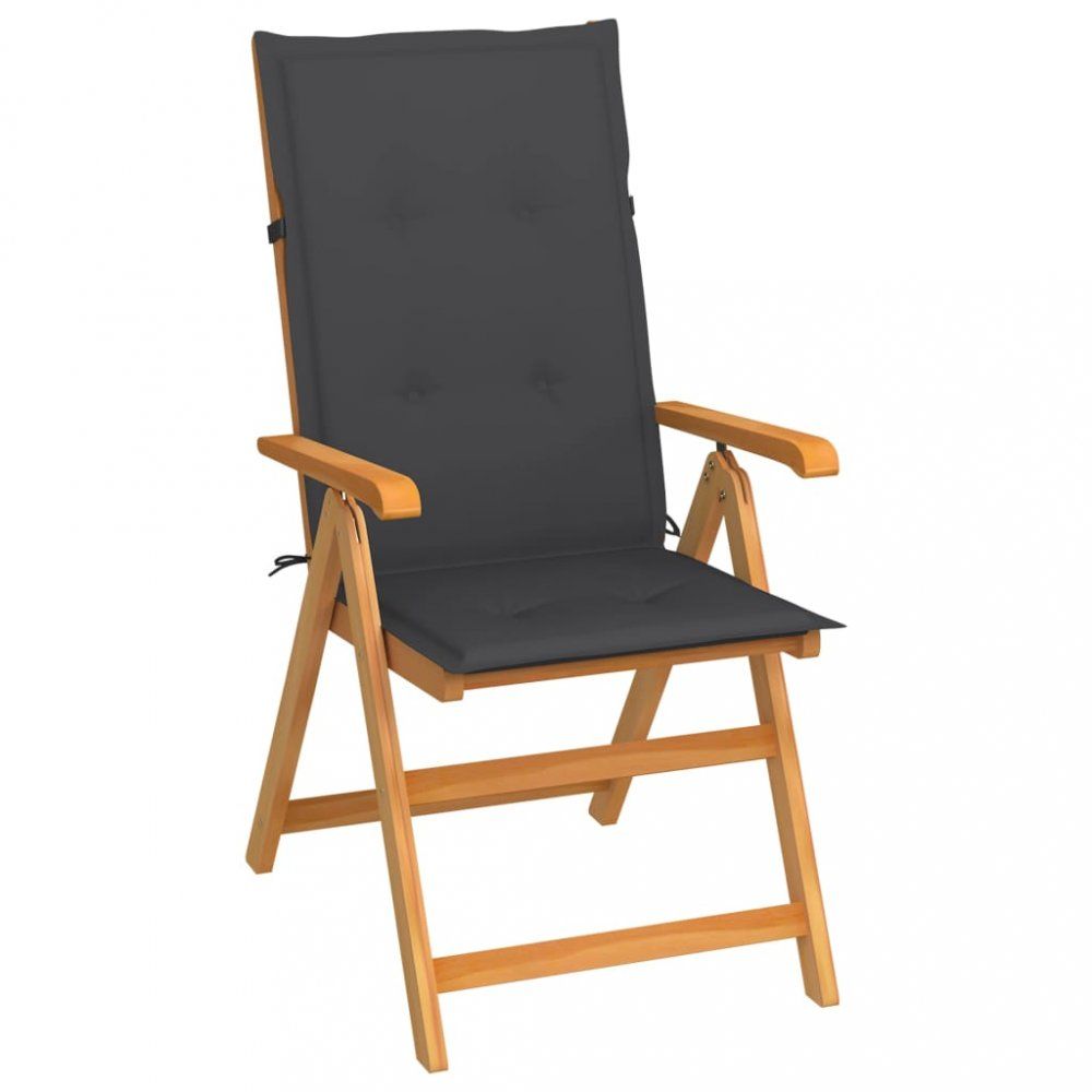 Skládací zahradní židle s poduškami teak / látka Dekorhome Antracit - DEKORHOME.CZ