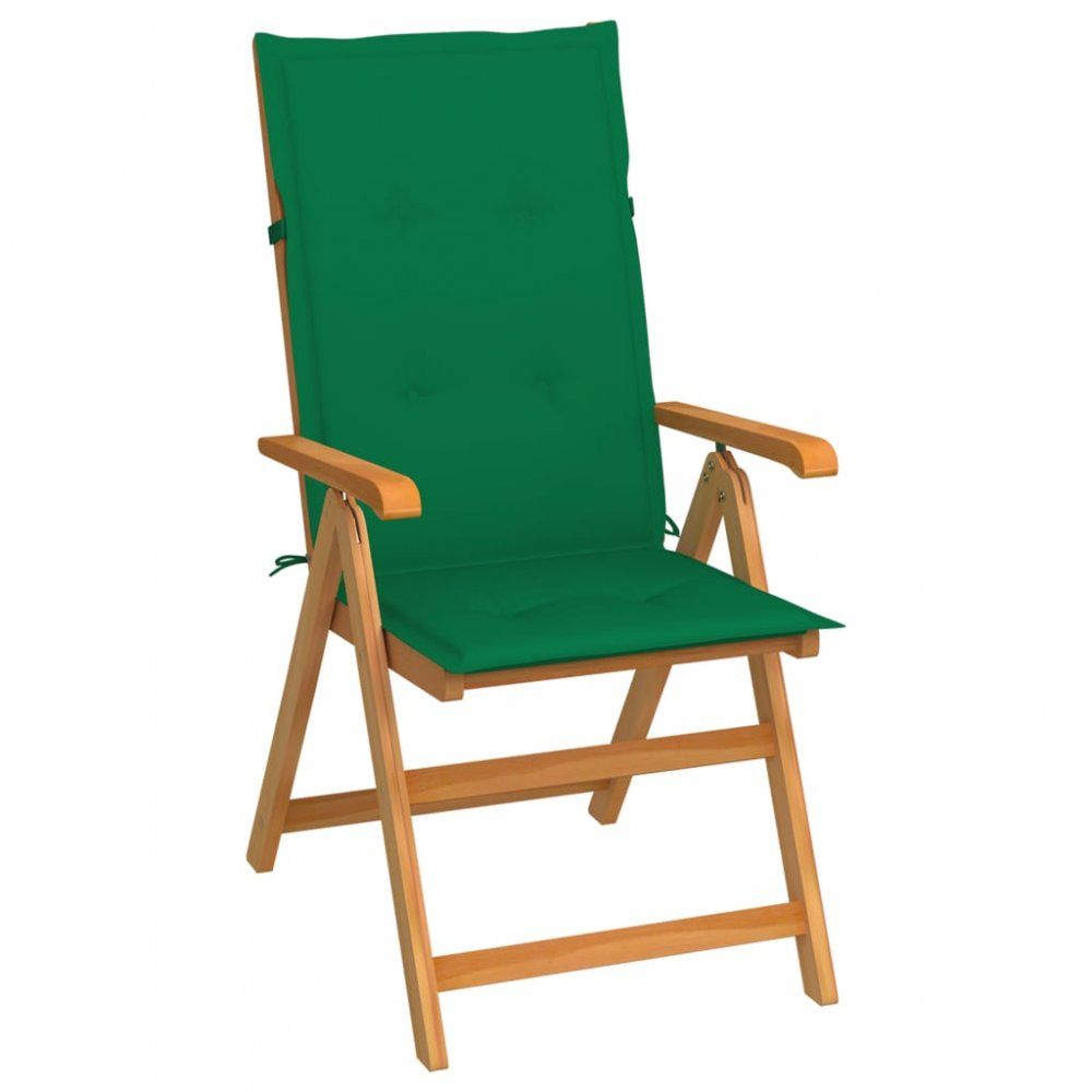 Skládací zahradní židle s poduškami teak / látka Dekorhome Tmavě zelená - DEKORHOME.CZ